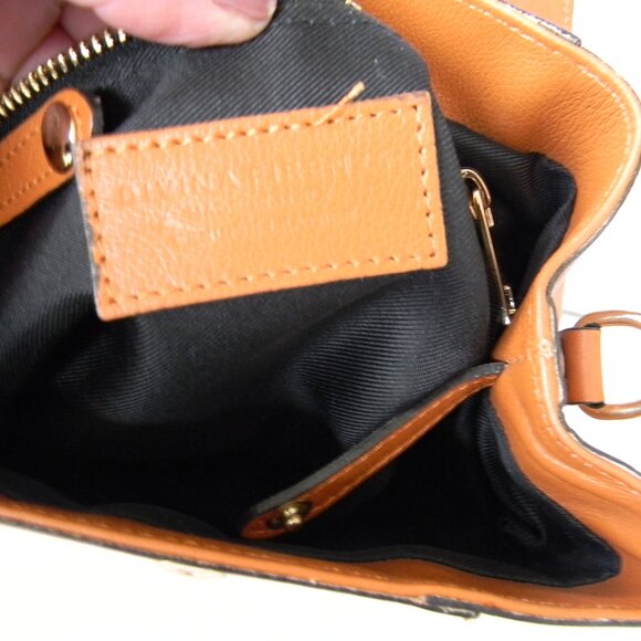 EUC Divina Firenze TAN Genuine Leather Purse BACKPACK Small Made In Italy